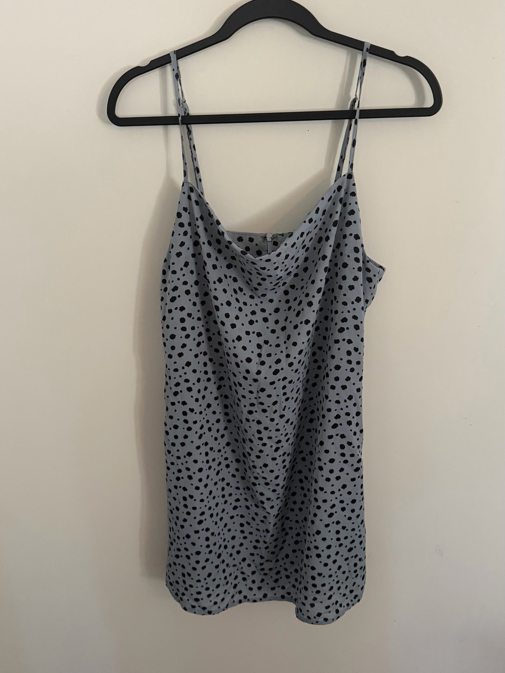 Altar'd State Light Blue Black Polka Dot Cowl Neck dress